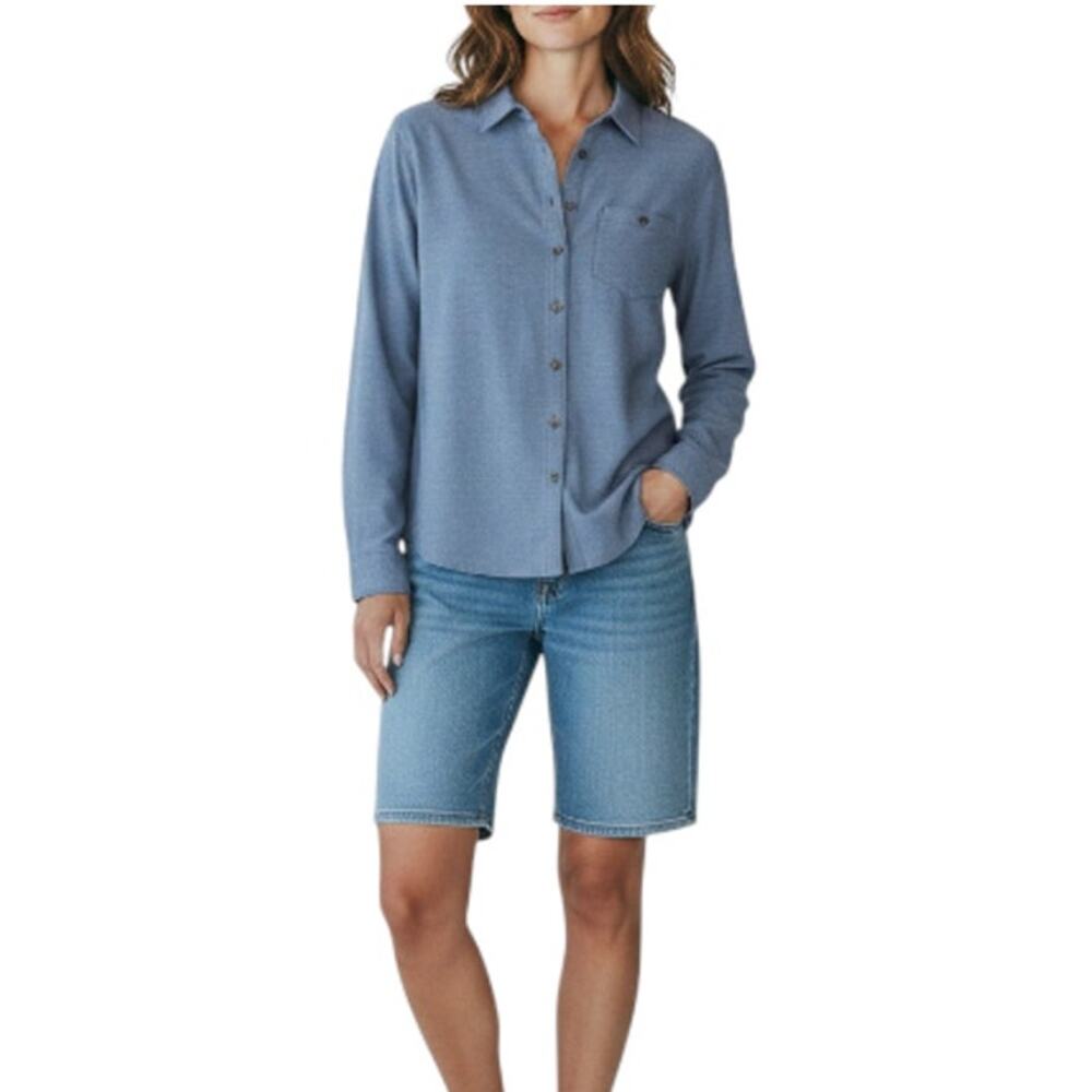 THE NORTH FACE Blue Chambray Shirt-Tunic Women S Blue Outdoor Casual Classic